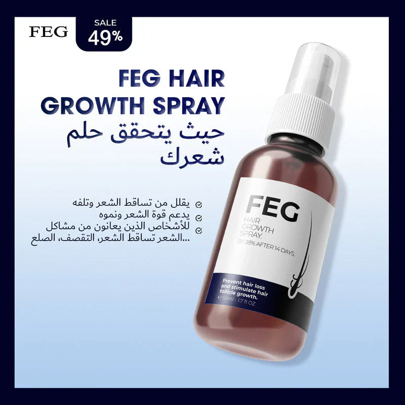 FEG Plus USA Hair Regrowth Spray – Targets Bald Spots, Boosts Thick Hair Growth | 50 ML
