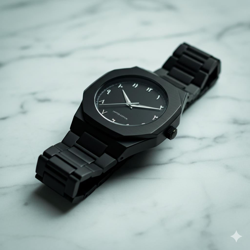 Black Aura Arabic Men's Watch - White Digits