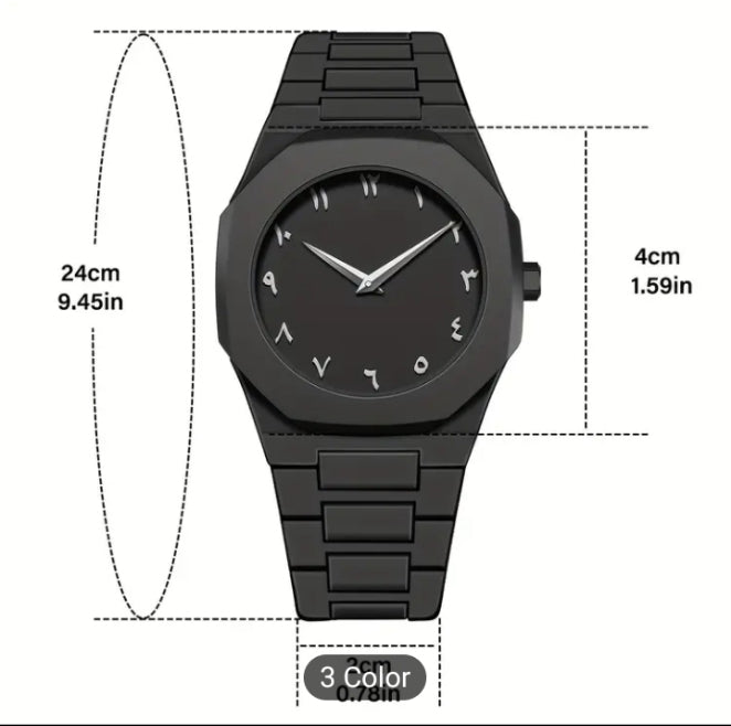 Black Aura Arabic Men's Watch - White Digits