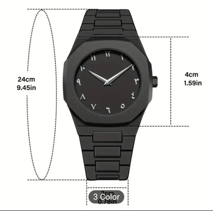 Black Aura Arabic Men's Watch - White Digits