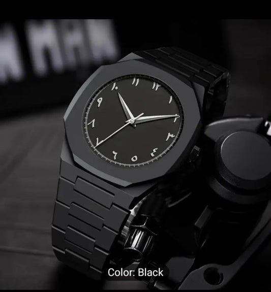 Black Aura Arabic Men's Watch - White Digits